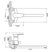  Смеситель для ванны длинный излив переключатель в корпусе E22001 Ekko 