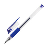  Ручка гелевая синяя с грипом STAFF EVERYDAY GP-191, корпус прозр., узел 0,5мм, линия 0,35мм, 141822 
