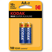  Батарейка LR6, 2шт, АА, Kodak MAX SUPER 