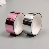 Клейкая лента декоративная пластик Металлик, серебро, розовый, 2 шт, 1,5 см х 3 м, 10265707 Клейкая лента декоративная пластик Металлик, серебро, розовый, 2 шт, 1,5 см х 3 м, 10265707