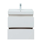  Тумба Вега подвесная 60 2 ящика бел.глянец с раковиной Ирис 308332+301802 Акванет 