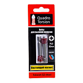 Биты 1/4" Pz2-50мм с магнитной насадкой "Quadro Torsion" (уп.2шт) Биты 1/4" Pz2-50мм с магнитной насадкой "Quadro Torsion" (уп.2шт)