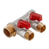  Коллектор с шар кран 3/4"х3/4"х1/2"x2 вых 
