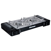 Плитка газовая ЕРМАК двухкомфорочная портативная с переходником, в кейсе, 64х27х9см 116-001 Плитка газовая ЕРМАК двухкомфорочная портативная с переходником, в кейсе, 64х27х9см 116-001