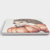 Подставка под кружку Autumn forest 11 см, квадратная, белая, Еж ANLAF-YUXIN-141 Подставка под кружку Autumn forest 11 см, квадратная, белая, Еж ANLAF-YUXIN-141