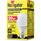 Лампа LED 10Вт Е27, груша, 2700К теплый Navigator Лампа LED 10Вт Е27, груша, 2700К теплый Navigator