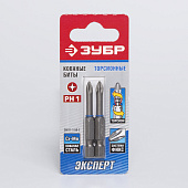 Биты PH1 50мм, хвостовик Е1/4", 2шт/ЗУБР Биты PH1 50мм, хвостовик Е1/4", 2шт/ЗУБР
