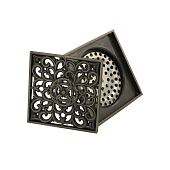 Трап нерж вертикальный 100х100мм сухой затвор старая бронза Трап нерж вертикальный 100х100мм сухой затвор старая бронза