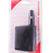  Разветвитель прикуривателя 2 гнезда + USB + разъем для прикуривателя  SKYWAY Черный, USB 1A, предохранитель 10А 