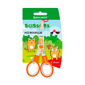 Ножницы 130 мм Brauberg Kids оранжевые, с цветной печатью Котики, закругленные, 238351 Ножницы 130 мм Brauberg Kids оранжевые, с цветной печатью Котики, закругленные, 238351