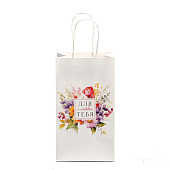 Пакет крафтовый «Для тебя», цветы, 12 х 21 х 9 см, 10183459 Пакет крафтовый «Для тебя», цветы, 12 х 21 х 9 см, 10183459