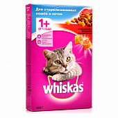  Сухой корм Whiskas для стерилизованных кошек, курица, подушечки, 350г 