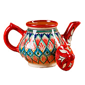  Чайник Риштанская Керамика "Узоры", 0,8 л, красный 9599370 