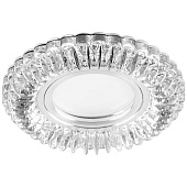 Светильник FERON встраиваемый со светод. подсветкой 15LEDх2835 SMD 4000K, MR16 50W G5.3, прозрачный, хром, CD904 с драйвером в комплекте