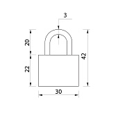 Замок навесной 30х42 мм, красный для чемодана Замок навесной 30х42 мм, красный для чемодана