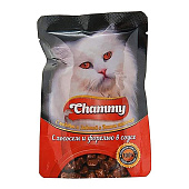 Влажный корм Chammy для кошек Лосось и форель в соусе 85 гр