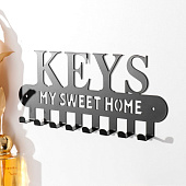 Ключница металл "Милый дом. Ключи" чёрный 2,7х25,9х9,9 см 9878119 Ключница металл "Милый дом. Ключи" чёрный 2,7х25,9х9,9 см 9878119