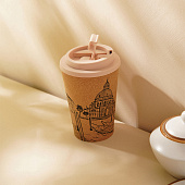 Стакан для кофе с крышкой «Венеция», пробковый, 350 мл, 9,5х9,5х14,5 см, бежевый 9951491 Стакан для кофе с крышкой «Венеция», пробковый, 350 мл, 9,5х9,5х14,5 см, бежевый 9951491
