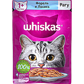  Влажный корм Whiskas для кошек рагу форель, лосось 75г 