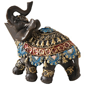  Сувенир полистоун Слон в красно-синей попоне, микс, 11х6х12 см 9934426 
