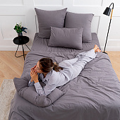 Простыня 240х217 Цвет Эмоций поплин, хлопок, Графит, 1575 Простыня 240х217 Цвет Эмоций поплин, хлопок, Графит, 1575