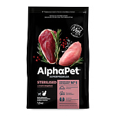 Сухой корм AlphaPet Superpremium для стерилизованных кошек 400г утка и индейка 111012