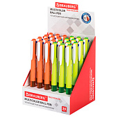 Ручка многоцветная шариковая автоматическая BRAUBERG MULTICOLOR, 4 цвета, корпус ассорти, 0,35 мм, 143458