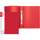  Папка пластиковая на 2-х кольцах Devente Daily, А4, 20 мм, 600 мкм, карман на корешке, красная, 3081405 