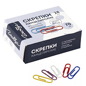 Скрепки 28х 70 цветные овал Глобус в КК (144) /С28-70П/