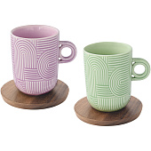Набор из 2-х кружек "Радуга" 0.35л (сирен.+зелёный) на подставке EL-R1780/TLO3 Набор из 2-х кружек "Радуга" 0.35л (сирен.+зелёный) на подставке EL-R1780/TLO3