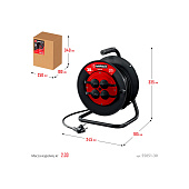 Удлинитель силовой на катушке ПВС 3х2.5мм, 30м, 3500 Вт, IP44, MIRAX Удлинитель силовой на катушке ПВС 3х2.5мм, 30м, 3500 Вт, IP44, MIRAX