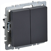 Выключатель встраиваемый 2 клавиши, цвет графит, IEK BRITE Выключатель встраиваемый 2 клавиши, цвет графит, IEK BRITE