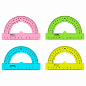  Транспортир 12см 180" НЕОН Cristal проз. 4цв. (20/100) /ТР310/ 