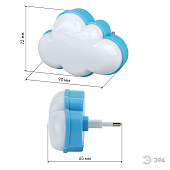  Ночник Облачко LED датчик освещ 220В белый/голубой /ЭРА 