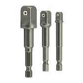 Набор адаптеров для торцевых головок 65мм, 3 ПРЕДМЕТА, 1/4", 1/2", 3/8" Vertextools