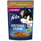 Влажный корм FELIX Аппетитные Кусочки Индейка 75г