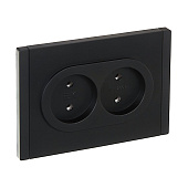  Розетка двойная встраиваемая без заземления, цвет черный, IEK FORTE&PIANO 
