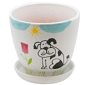 Керамический горшок с подставкой "Собака", 2,4л., Д175 Ш175 В160 Керамический горшок с подставкой "Собака", 2,4л., Д175 Ш175 В160