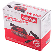  Тепловентилятор 12V  SKYWAY в прикуриватель с фонарем черно-красный 
