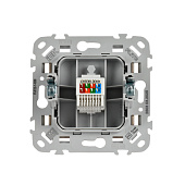 Розетка компьютерная встраиваемая RJ45 UTP cat 5e, цвет льняной, IEK FLITE