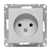  Розетка встраиваемая без заземления, цвет алюминий,  EKF Эпика 