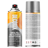  Эмаль аэрозольная металлик супер-хром Серебро DECORIX, 520мл. 