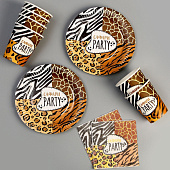  Набор посуды Сафари Party, салфетки 20 шт., стаканы 6 шт., тарелки 6 шт., 9623265 