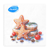 Салфетки бумажные Лилия 2-х сл 33х33 НГ Медовые пряники 20шт Арт.3118 Салфетки бумажные Лилия 2-х сл 33х33 НГ Медовые пряники 20шт Арт.3118