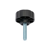 Ручка-барашек с резьбовым штифтом D42 М8x35, пластик, чёрный, 1шт