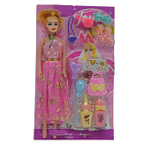 Кукла в нарядном платье + аксессуары, 30х20 см, блистер, 110-М3 Кукла в нарядном платье + аксессуары, 30х20 см, блистер, 110-М3