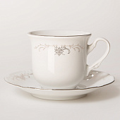 Чашка 230мл с блюдцем 155мм "Constance", декор "Серый орнамент" отводка платина БТФ0787 Чашка 230мл с блюдцем 155мм "Constance", декор "Серый орнамент" отводка платина БТФ0787