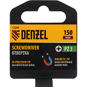 Отвертка PZ3x150мм, CrV, трехкомпонентная рукоятка, Denzel Отвертка PZ3x150мм, CrV, трехкомпонентная рукоятка, Denzel