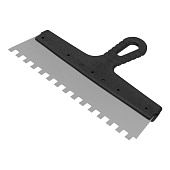 Шпатель зубчатый 300мм, зуб 10х10мм, пластмассовая ручка, нержавеющая сталь Шпатель зубчатый 300мм, зуб 10х10мм, пластмассовая ручка, нержавеющая сталь