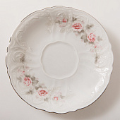  Чашка с блюдцем 180 мм низкая Thun Bernadotte, декор "Бледные розы, отводка платина" БТФ0318 
